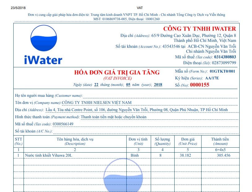 THÔNG BÁO VỀ XUẤT HÓA ĐƠN VAT