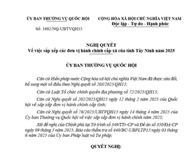 Danh sách đơn vị hành chính cấp phường, xã tỉnh Tây Ninh (Cập nhật tháng 6/2025)