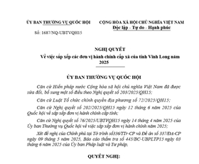Danh sách đơn vị hành chính cấp phường, xã tỉnh Vĩnh Long (Cập nhật tháng 6/2025)