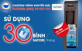 Tài trợ máy nóng lạnh Satori dành cho khách hàng có sản lượng 30 bình Satori 20L/tháng